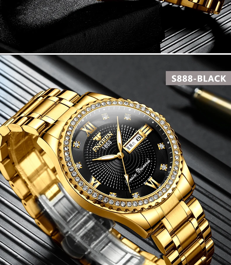 Роскошные мужские кварцевые часы брендовые стальные часы с календарем 30 метров Rolexable водонепроницаемые мужские кварцевые часы золотые часы relogio masculino