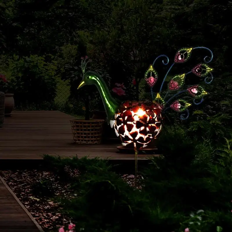 Солнечный светодиодный наземный светильник с солнечным цветком, теплый белый наружный светильник для лужайки, ландшафтный светильник с животными, растениями, художественное украшение, садовый декор, светильник s