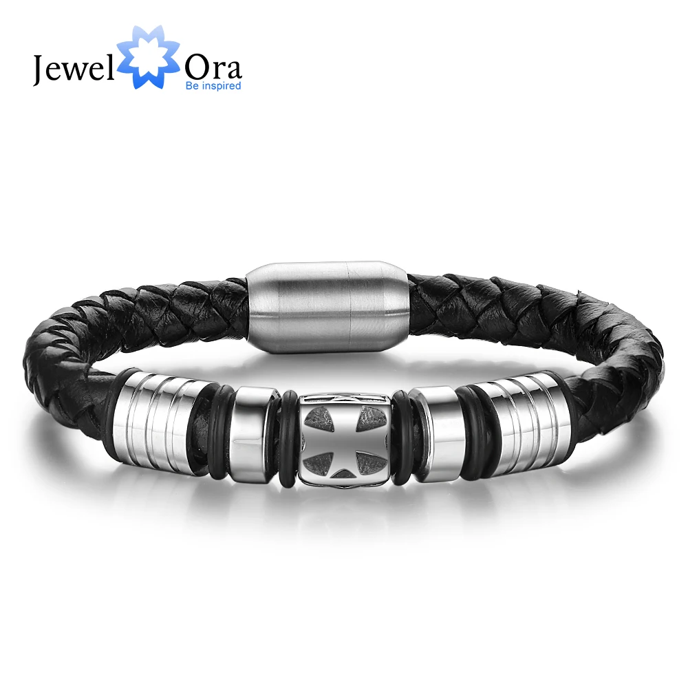 Genuine Leather Men Bracelet Buckle Fashion Cross Accessorise