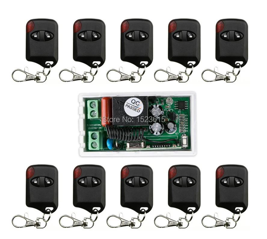 

AC220V 10A 1CH Wireless Remote Control Switch System 1*Receiver +10*cat eye Transmitters for Appliances Gate Garage Door
