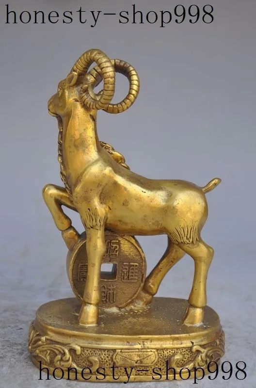 Goat Brass Figurine Handcraft Collectible Farm Animal Home Garden Decor