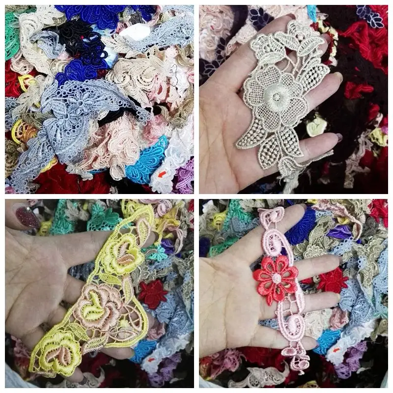 

10pcs/lot DIY Sewing fabric Applique Random Mix Water Soluble flower appliques Garment Accessories flower pacth floral patches