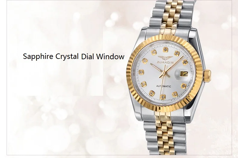 GUANQIN Lovers'Watches Luxury Couples Watch Man Women Pair Clocks Rhinestones Gold Date Mechanical Watch Sapphire Waterproof NEW (9)