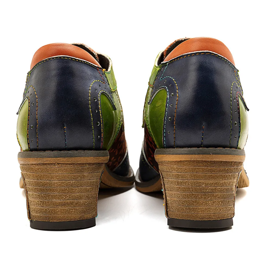 Big Size Genuine Leather Women's Oxford Shoes New Printed Bullock Students Oxfords For Women Retro Lady Casual Flat Brogue Shoes (5)