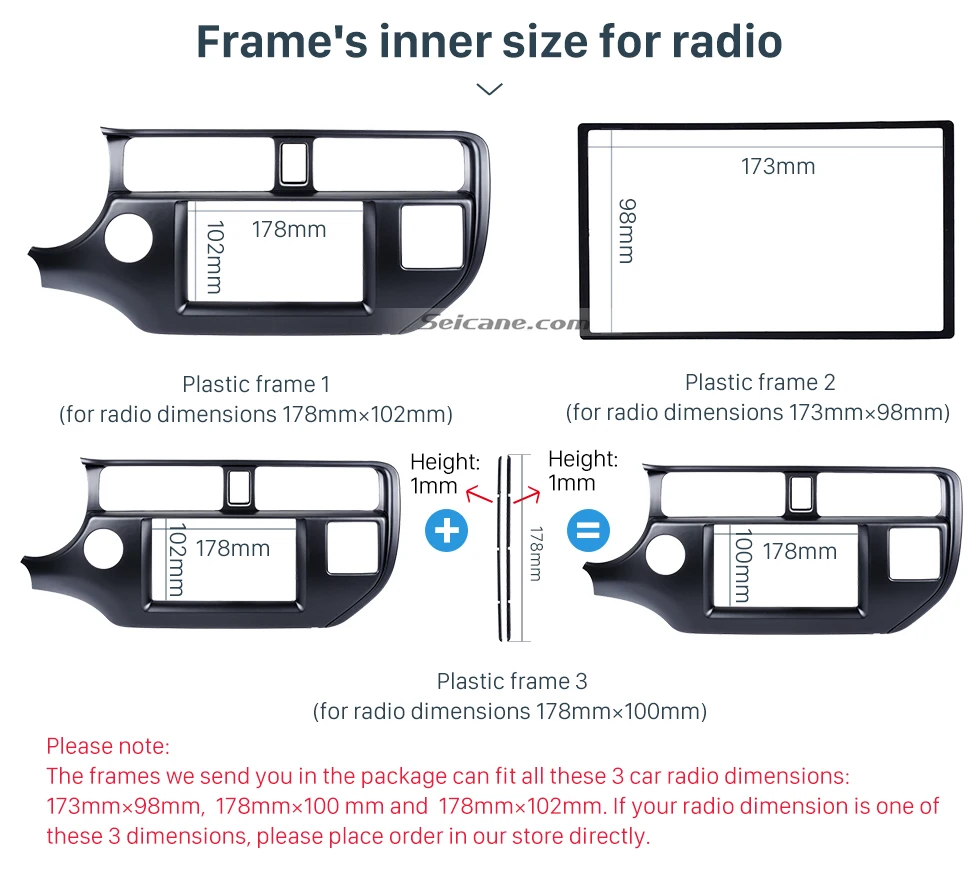 Seicane Latest Double Din 2011 2012 2013 KIA K3 RIO Left Hand Drive Car Radio Fascia Dash Kit Stereo Install Panel Plate Frame 