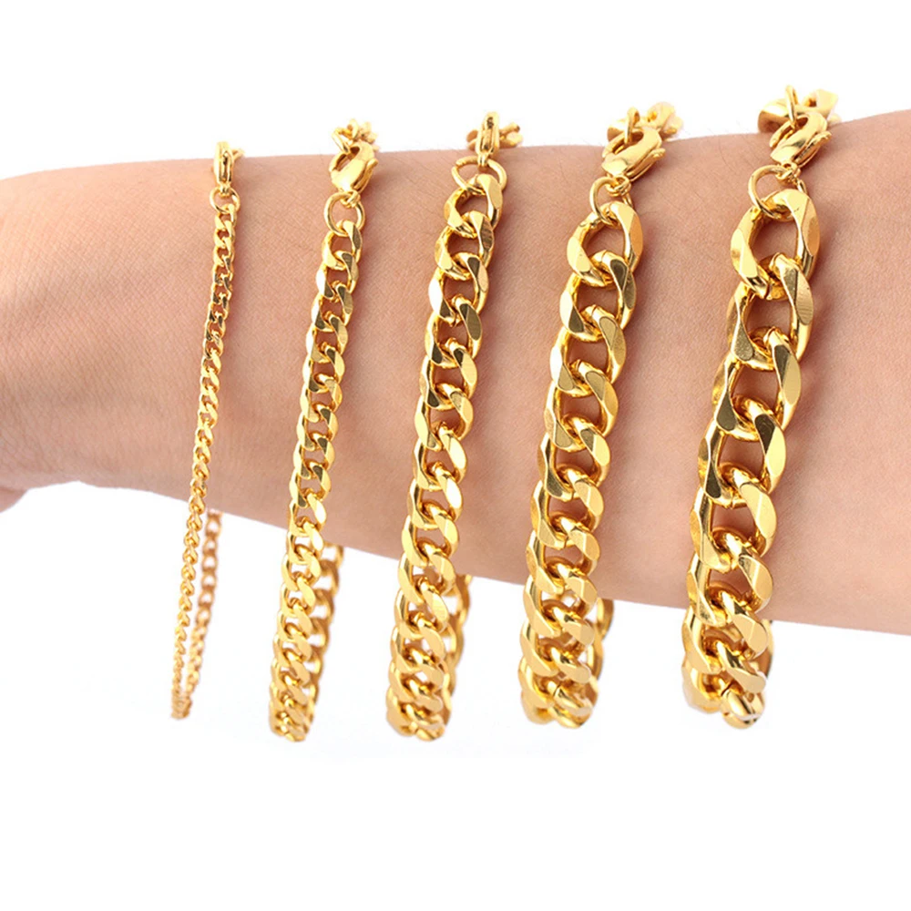 

2019 New Bracelet For Men Women Curb Cuban Link Chain Stainless Steel Mens Womens Bracelets Chains Davieslee Jewelry For Men
