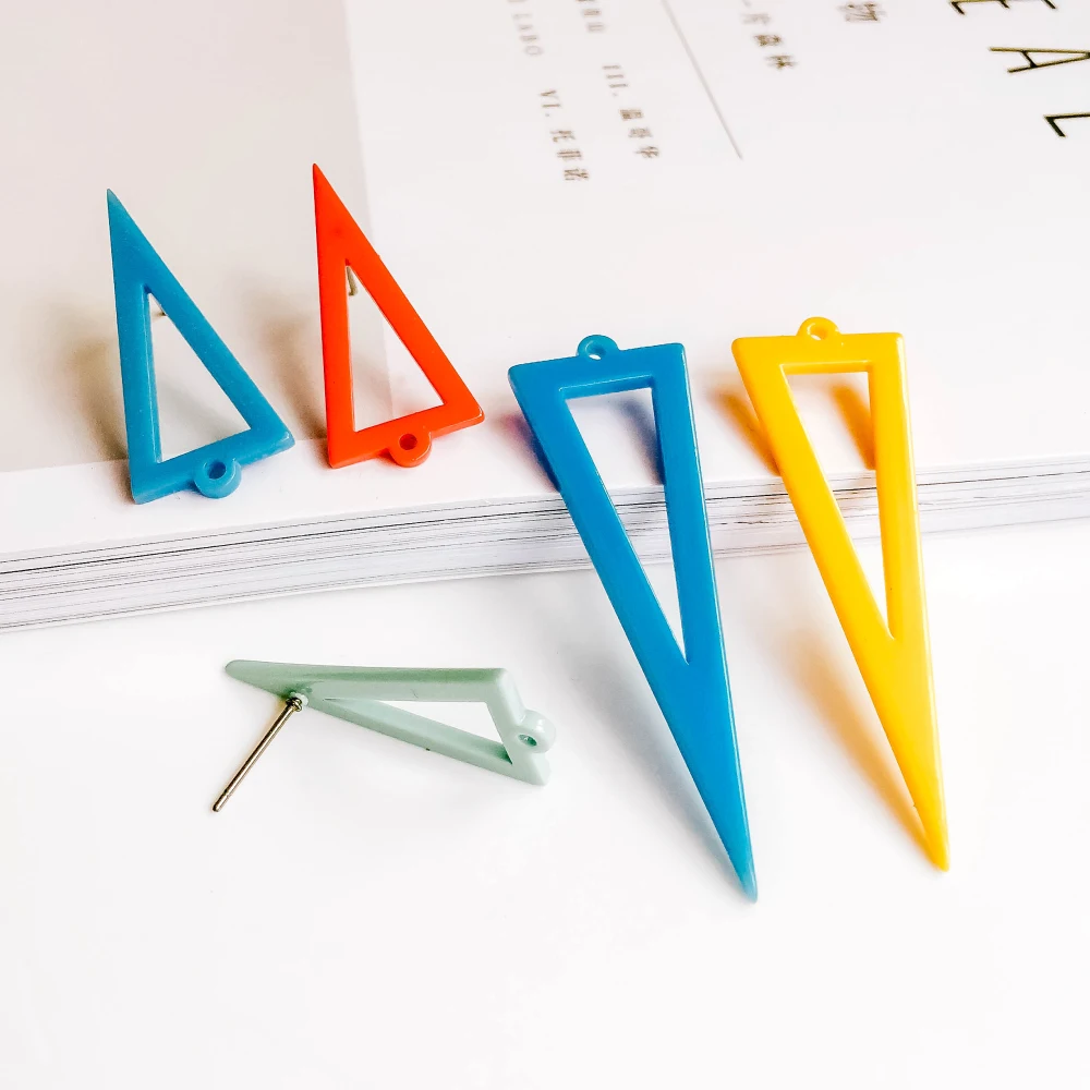 

ZEROUP Triangle Multicolors Stud Earrings Ear Accessories Jewelry Component Ornaments Diy Material Handmade 4pcs