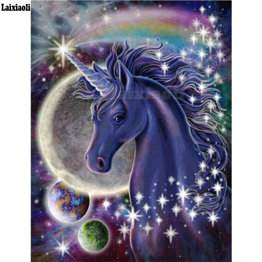 

5D DIY Diamond Painting unicorn cartoon Animal Cross Stitch 3D Diamond planet scenery Full square round rhinestones decoration