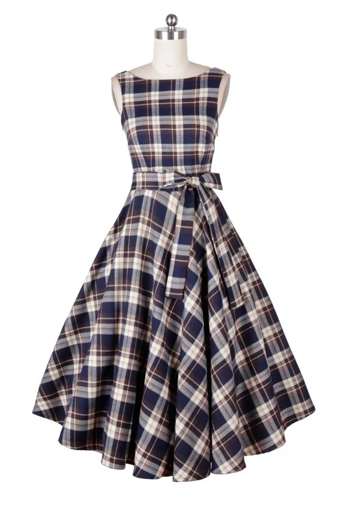 

Bay Explosion Retro Hepburn Wind 50 S Lattice Slim Big Swing Tutu Dress