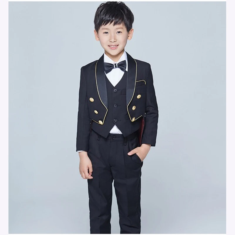 Tailcoat Shawl Lapel Children boy Suit Tuxedo Black/White Kid Wedding