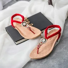 Summer Casual Sandals Women Bohemia Sweet Beaded Fashon Sandals Clip Toe Sandals Flat Beach Shoes Femme ete 2017 Zapatos Mujer