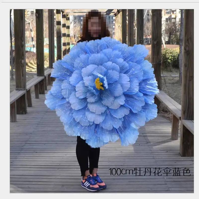 Пион 1 шт. 90-100 см диаметр Искусственные цветы Зонт пион танцевальный реквизит для выступлений зонтик - Цвет: blue