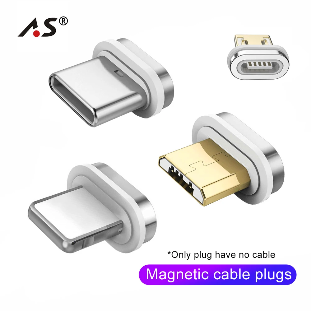 

A.S Magnetic Cable Plug Type C Micro USB C Fast Charging Data Transfer Cable Plugs Phone Microusb Magnet Charger Cord Adapter