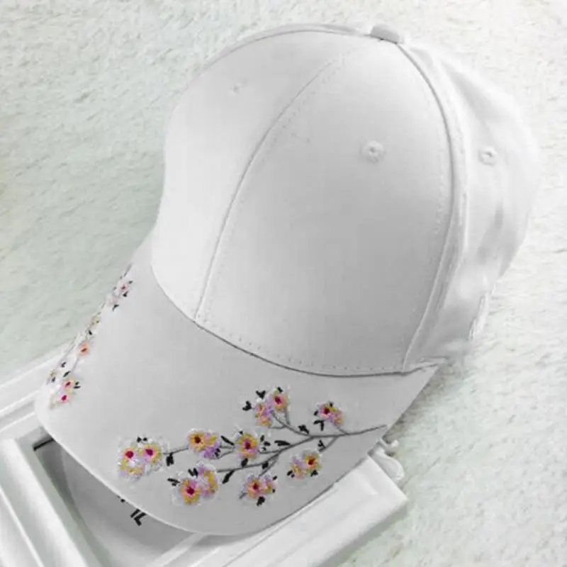 Женская вышитая бейсболка с цветами, летние шапки со встроенным утеплителем, вязаные шапки, Женская Бейсболка, Регулируемая Кепка