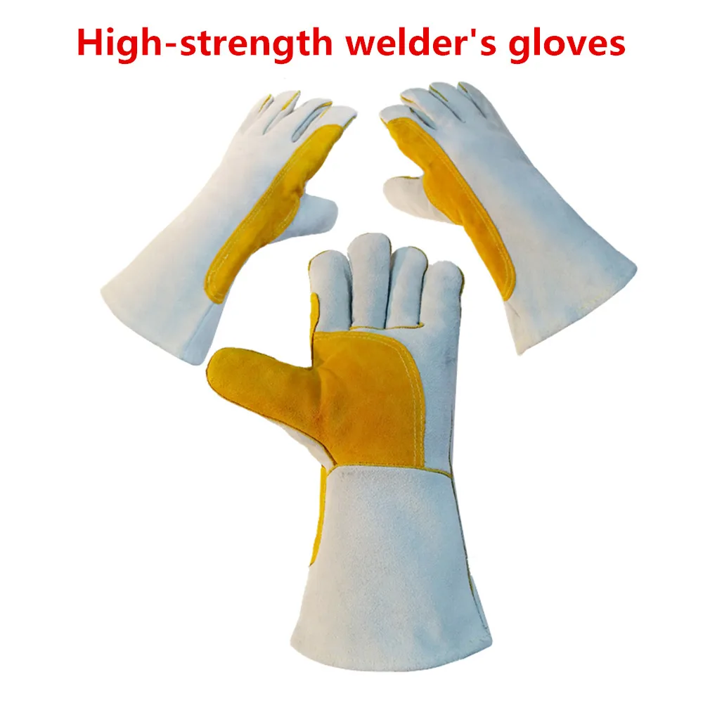 

Welding Beast Cowhide Welding Gloves Lengthened Welder Gloves Heat Insulation High Temperature Labor Protection Fire Line