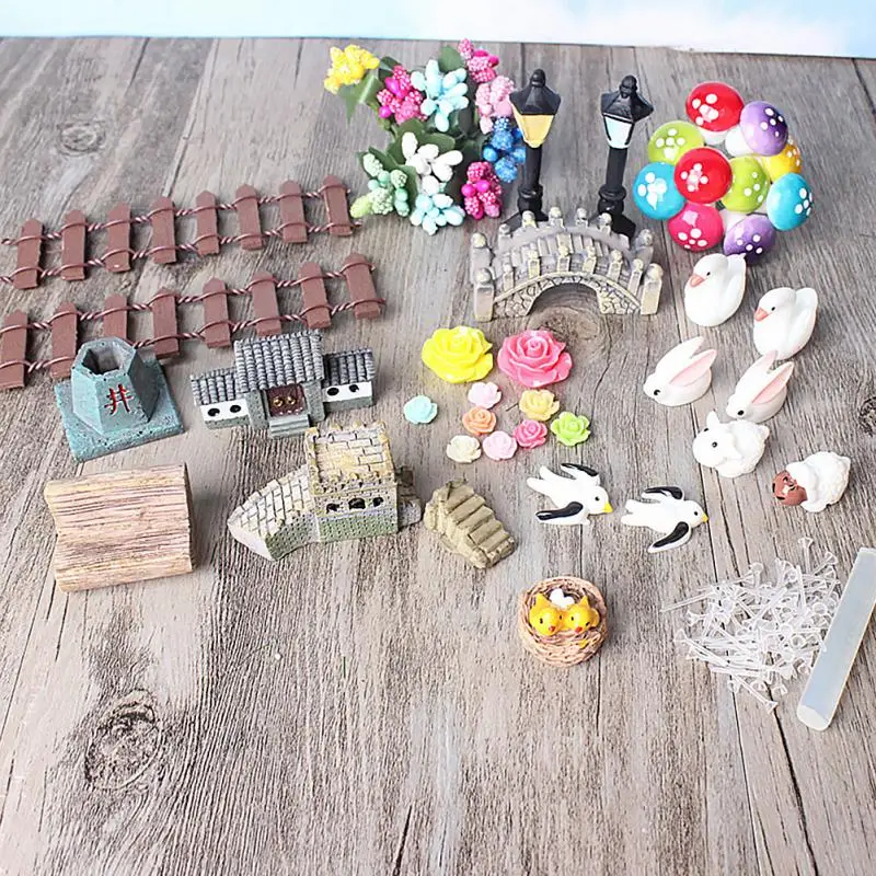 

49Pcs/set Micro Landscape Home Bonsai DIY Doll House Model Succulents Decoration Fairy Garden Miniatures Terrarium Figurines