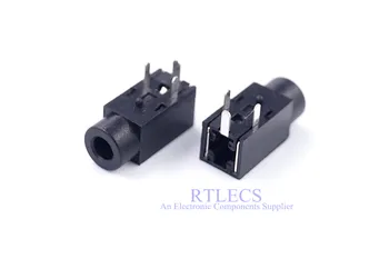 

100 pcs TRS 2.5 mm audio Jack Stereo Sockets 3 contact 3 Conductor Horizontal Right Angle Through Holes PCB Female Connector