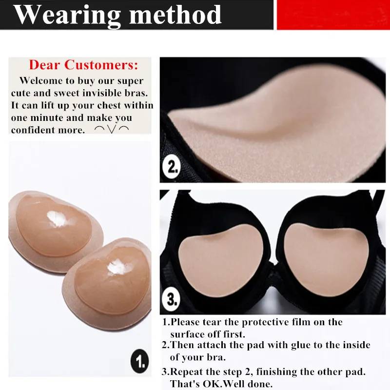 New 1 Pair Women Breast Push Up Pads Swimsuit Accessories Silicone Bra Pad Nipple Cover Stickers Patch Intimates Accessories