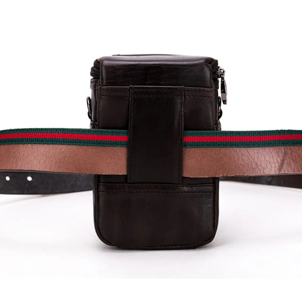 جلد البقر الرجال الخصر حزمة الكتف Crossbody حقيبة الأزياء حزام الخصر حزمة مراوح الهاتف السجائر حالة حقيبة محفظة