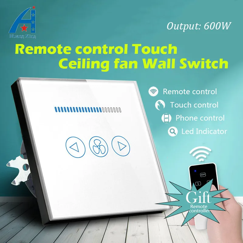 Us 27 6 10 Off Eu Standard 600w Fan Speed Regulation Wall Touch Switch And Wireless Remote Control For Ceiling Fan Switch Crystal Glass Panel In