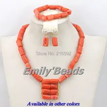 Африканские бусины комплект ювелирных изделий дизайнеры оранжевого цвета в нигерийском стиле Африканский Свадебный Коралл бисерные ожерелья, ювелирные изделия набор Новинка года с бесплатной доставкой CJ290