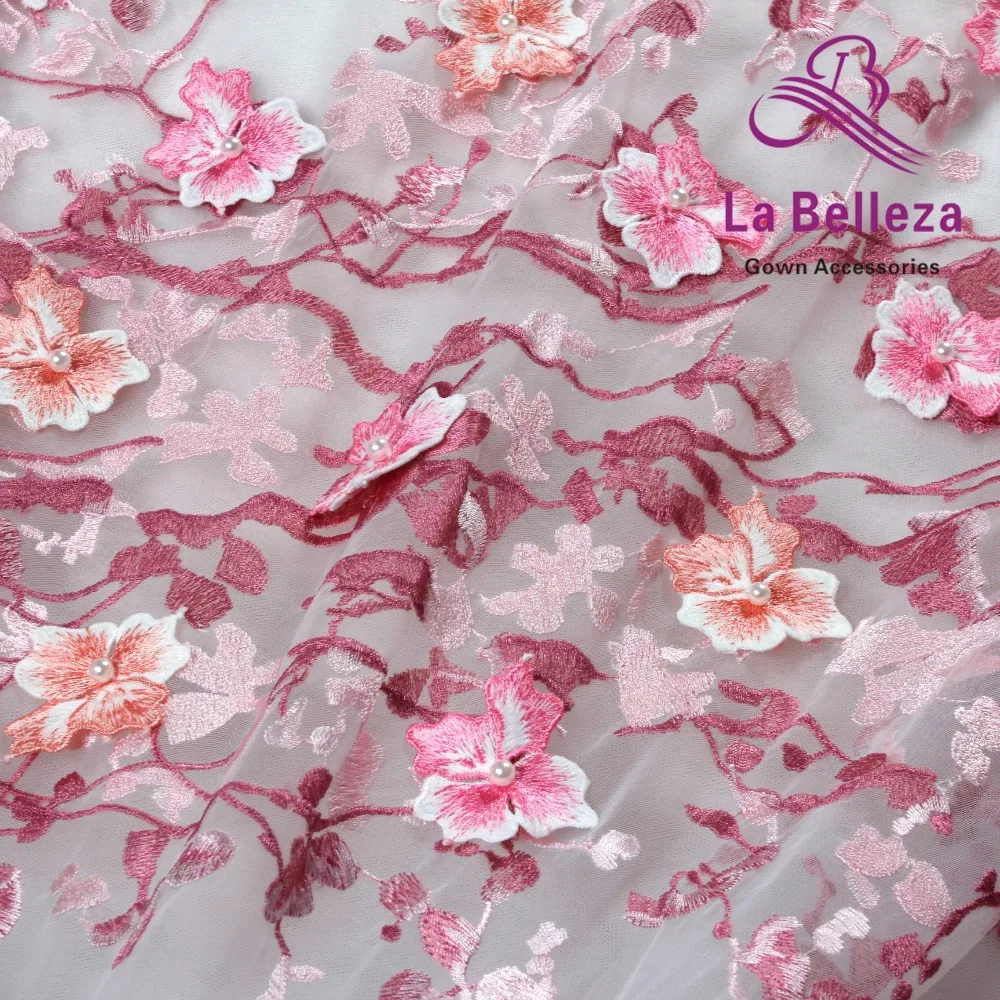 La Belleza Новая розовая/синяя смешанные цвета с 3D цветами жемчуг на сетчатая