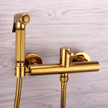 brass bidet hot and cold water sprayer faucet toilet spray nozzle European gold suit toilet cover portable seat two holes black bathromm toilet brass bidet spray hot