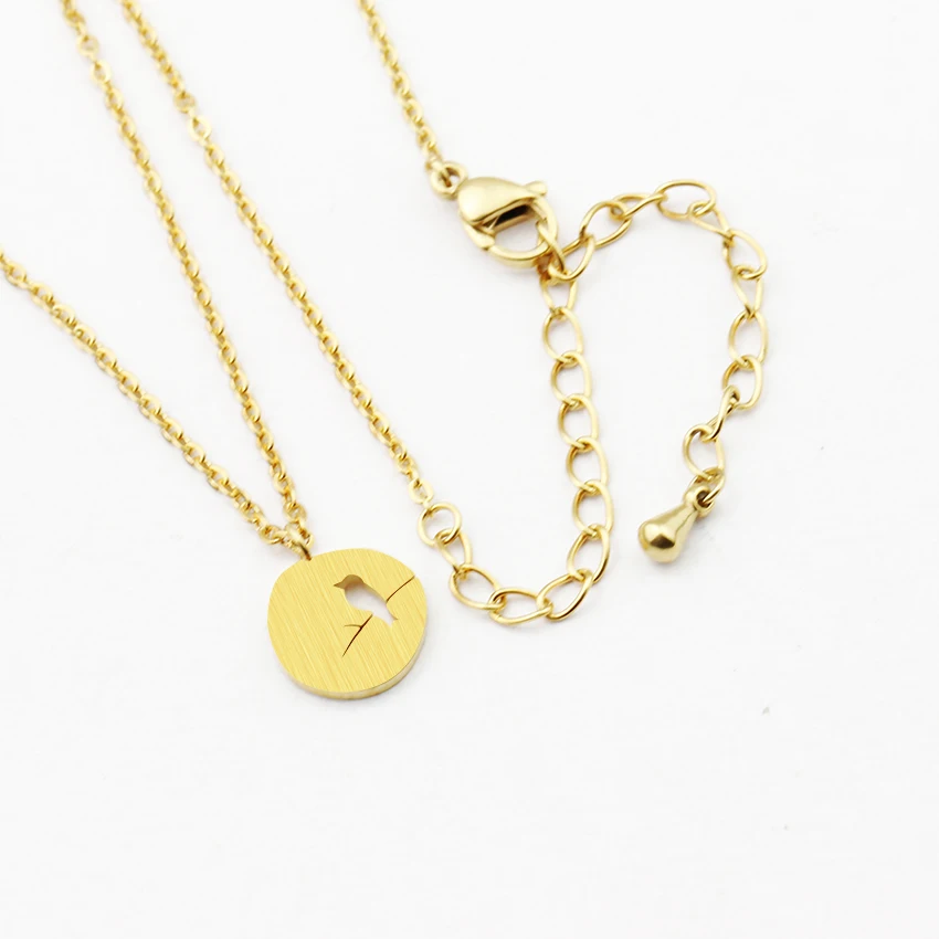 

Cute Cut Out Hollow Bird On A Branch Necklace Round Shape Pendant Stainless Steel Lovely Animal Anime Girls Fashion Jewelry Kids
