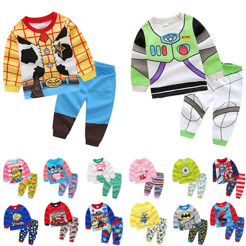 

Kids Buzz Lightyear Tracksuit Boy Toy Story Woody Tracksuit Pajamas Girl Minions Sets Dog Chase Marshall Rubble Print Sweatshirt