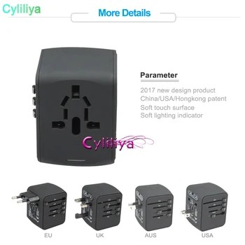 

Travel Adapter International Universal Power Adapter All-in-one with 3.4A 4 USB Worldwide Wall Charger for UK/EU/AU/Asia 50pcs