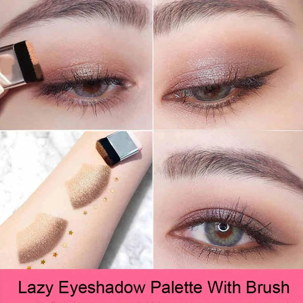 Lazy Eye shadow Palette корейский стиль Косметика Матовые мерцающие два цвета Тени для век штамп Палитра с кистью ню макияж набор инструментов