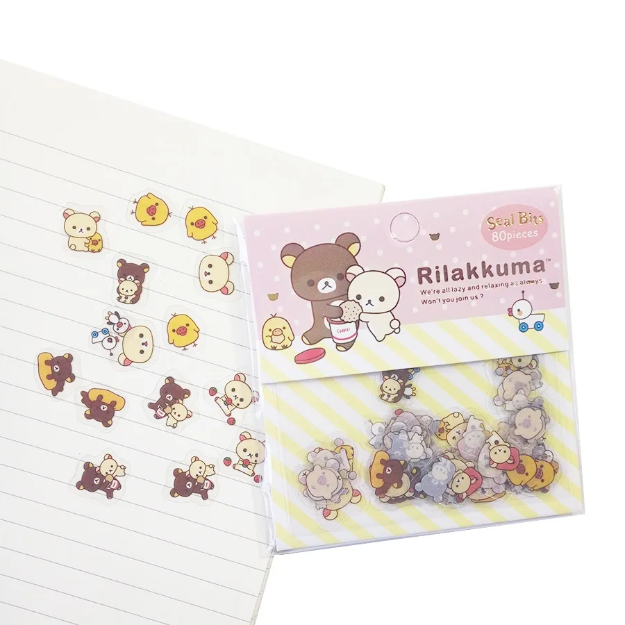 80 шт./лот Kawaii мультяшный медведь Кот кролик наклейки Дети DIY Дневник телефон