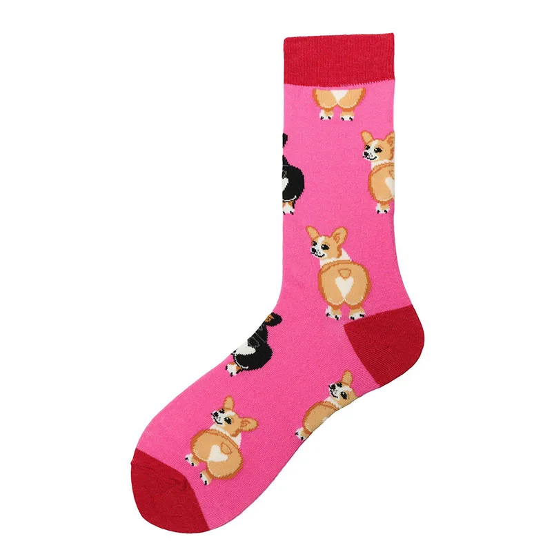 Забавные мужские носки в стиле хип-хоп, Модные Разноцветные Веселые носки в уличном стиле, креативные Милые Носки с рисунком собаки Харадзюку, лебедя, белки - Цвет: 4