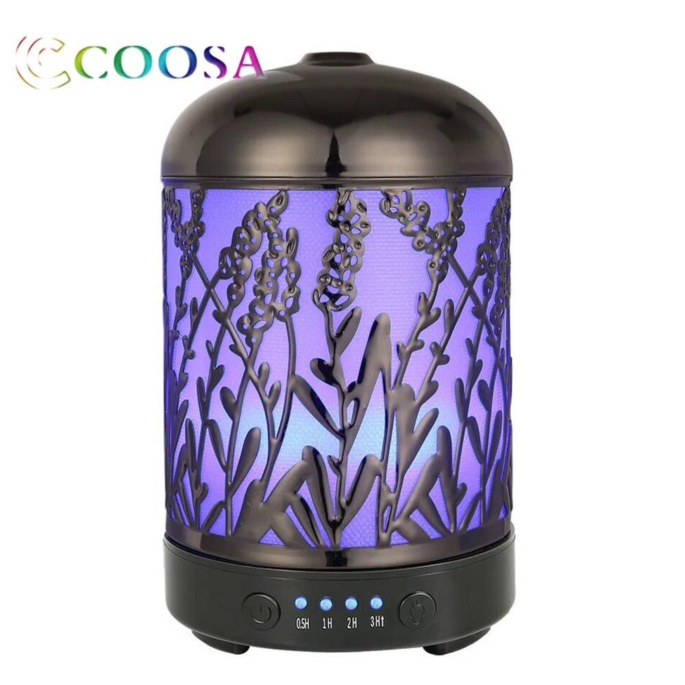

Coosa Aromatherapy Essential Oil Diffuser Lavender Pattern Ultrasonic Waterless Auto Shut-Off Aroma Diffuser For Home Kid's Room