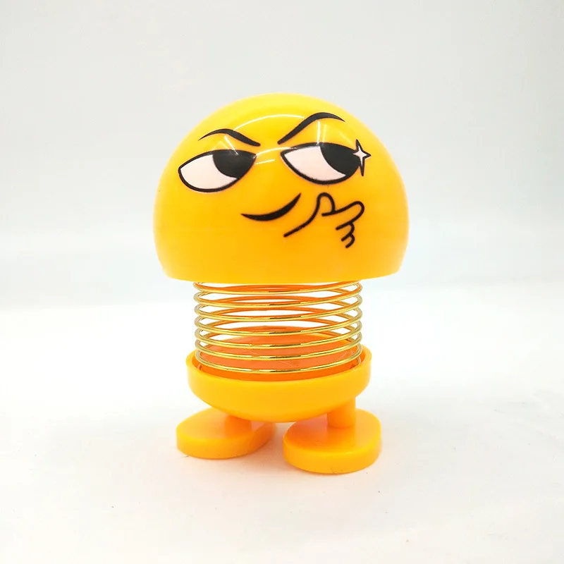 

Shaking the same paragraph with the spring shaking head doll car ornaments smiley expression package creative ornaments jewelry