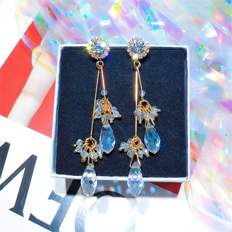 

Korean Handmade Silver Needle Anti-allergy Grape Crystal Rhinestone Drop Dangle Earrings Fashion Jewelry-BYD5