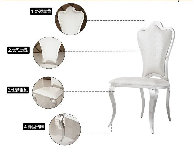 Louis fashion Dining chairs Fashionable cloth in high-end hotels Simple dining room stainless combination