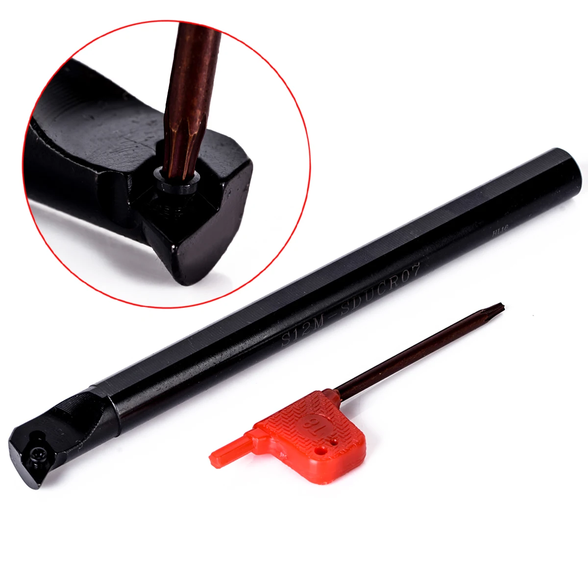 4Pcs12mm Lathe Boring Bar Turning Tool Holder + 10pcs DCMT070204 Carbide Inserts + 4pcs Wrench