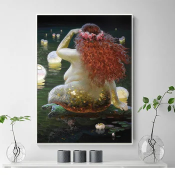 

Modern Art Victor Nizovtsev Canvas Prints Oil Painting Nude Mermaid Decorations Wall Picture for Living Room Nordic Poster