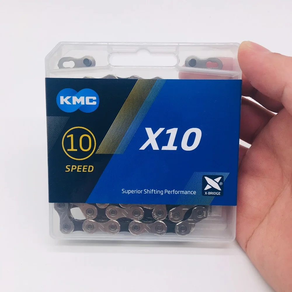 Clearance KMC X10 MTB Road Bike Chain x9 x10 x11 116L 10 Speed Silver Bicycle lightweight narrow Chain Magic Button With Original box 0