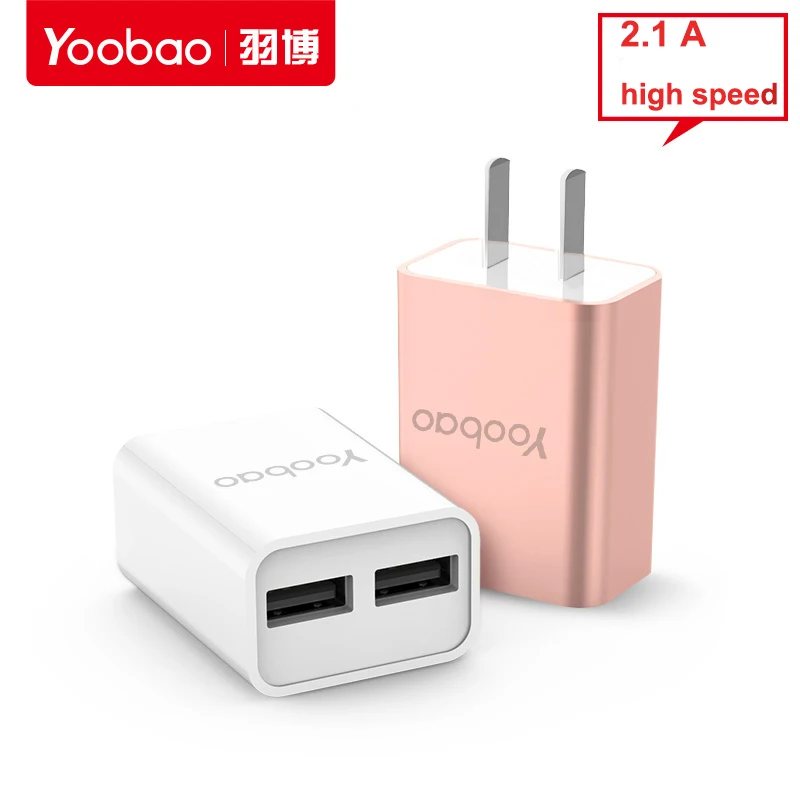 YOOBAO 5V 2.1A dual outputs Top Speed Charger US USA Standard USB Plug