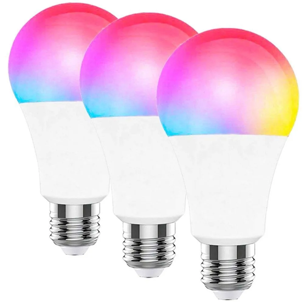 

Wifi Smart Bulb 7W Color Changing work with Google Home Alexa Voice App Remote Control Dimmable E27 B22 RGBW led Lamp 3pack