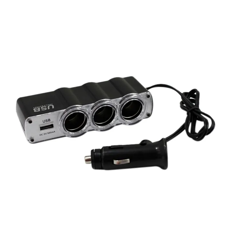 3 гнезда автомобильного прикуривателя расширитель сплиттер и 1 USB порт автомобильное зарядное устройство аксессуары для интерьера
