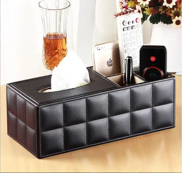 1 шт. Tissue Box из ПУ кожи универсальный салфетка телефон дистанционное управление держатель коробка для хранения Настольный ящик-органайзер контейнер OK 0747