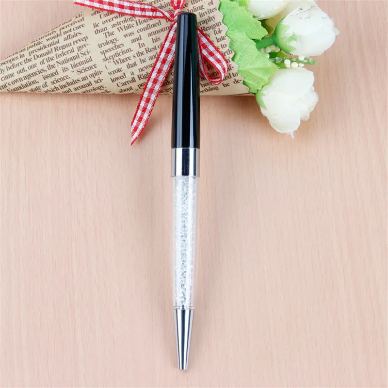 1 Pcs High Quality Luxury Bling Metal Rhinestone Crystal Ballpoint Pen School Supplies Stationery Writing Pens Free Shipping