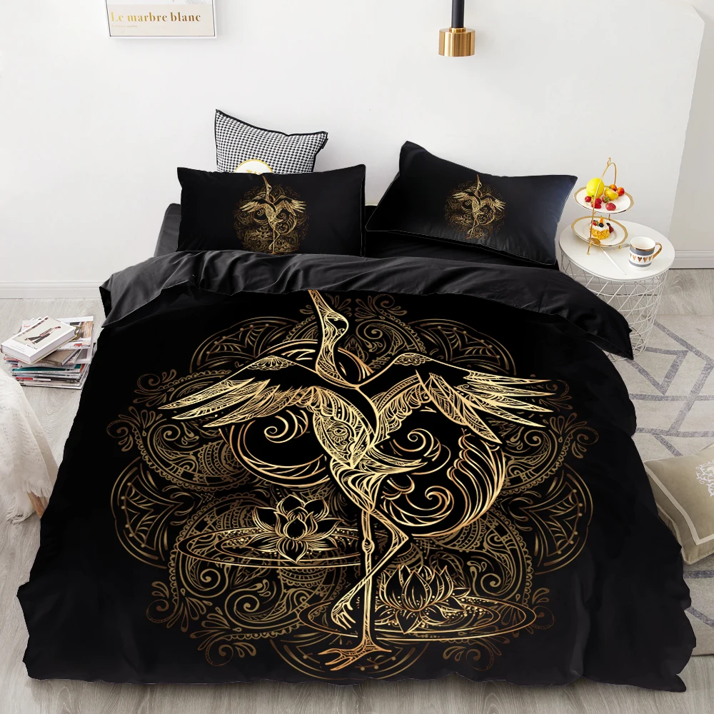 3d Hd Digital Printing Custom Bedding Set Black Duvet Cover Set