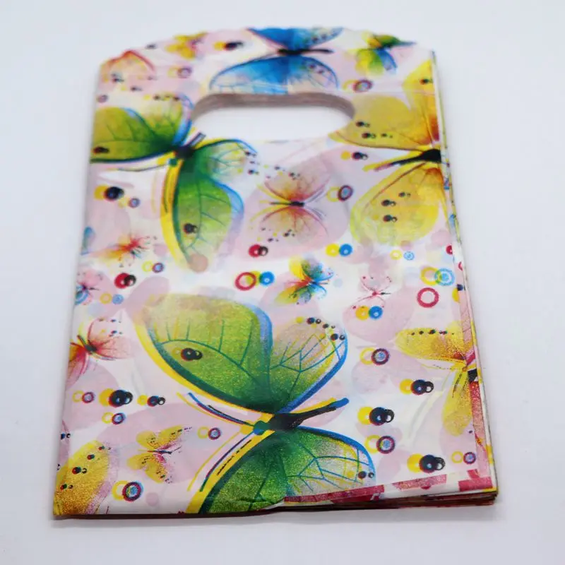 

100pcs Beautiful Butterfly Patterns Plastic Pouches Bags Wedding Candy Jewelery Birthday Gift/Packing Bag 15x9cm