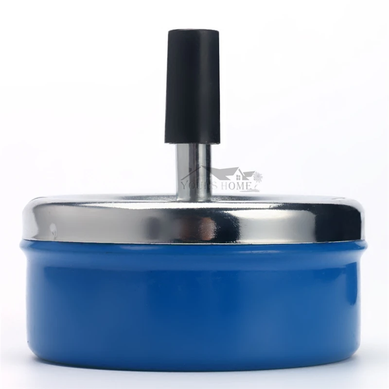 Черный круглый Push вниз пепельница металла SpinningTray легко чистить черный цвет Air Tight бар аксессуары