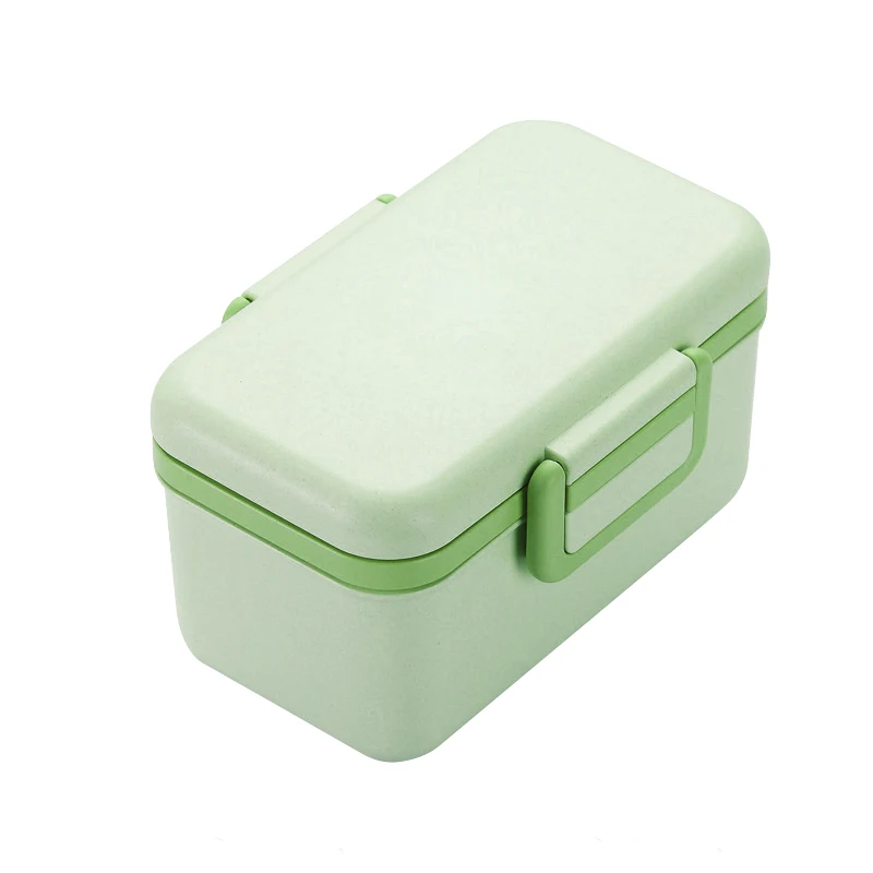 ONEUP Bento Box из бамбукового волокна, коробка для обеда из микрофибры, экологичный контейнер для хранения еды без бисфенола для пикника, школы, офиса - Цвет: Green