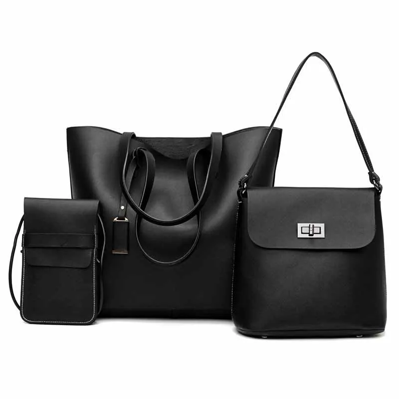 Women Bags Set 3 Pcs Leather Shoulder Bag Casual High capacity Messenger tote Ladies Designer